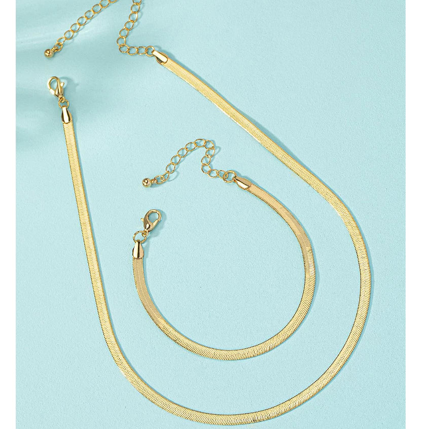 Conjunto Colar Laminado e Pulseira Netuno