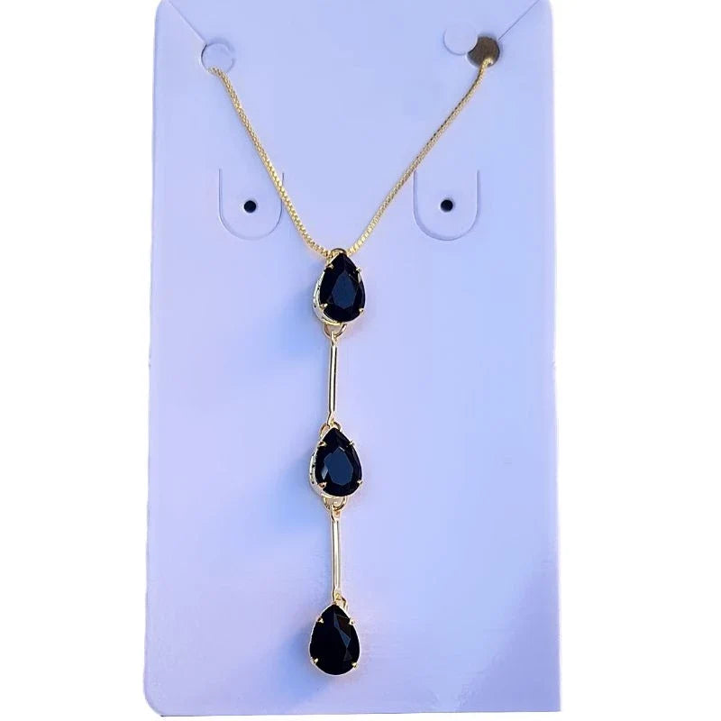 Colar gravatinha gota de zircônia