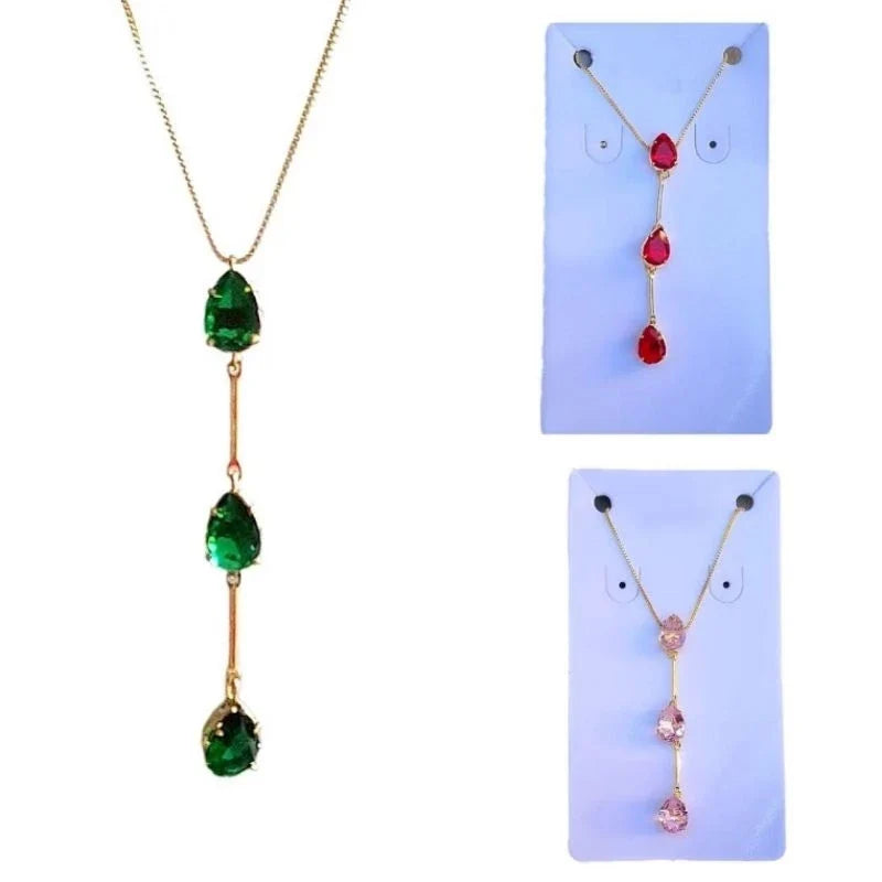 Colar gravatinha gota de zircônia