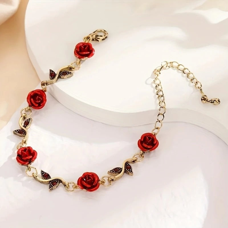 Pulseira Vintage com Flor de Rosa