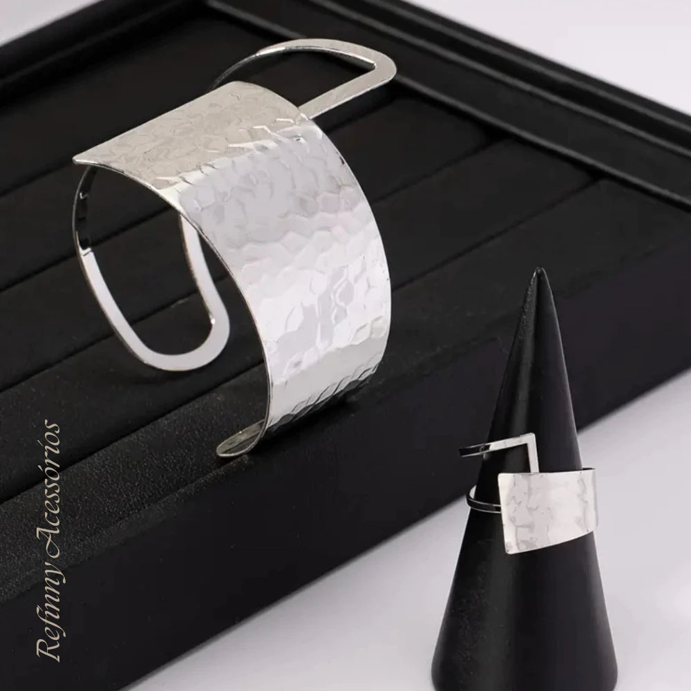 Bracelete e Anel Conjunto Lancy