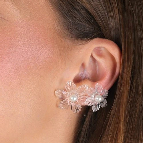 Brincos Transparente Floral