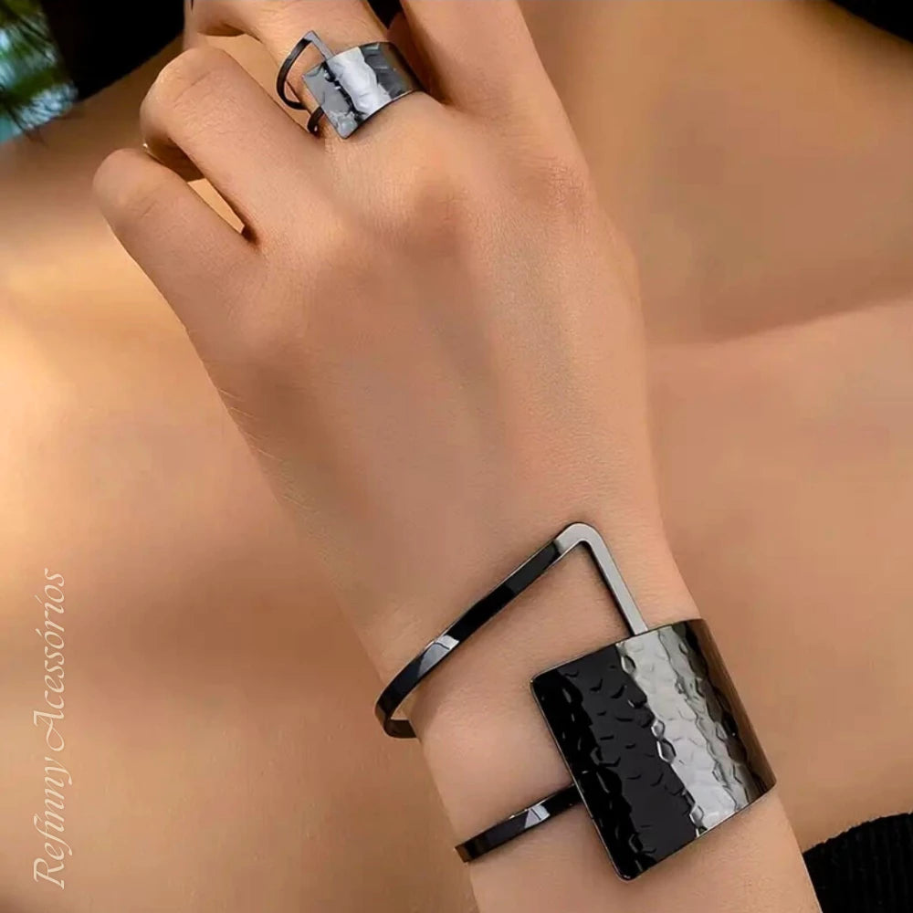 Bracelete e Anel Conjunto Lancy