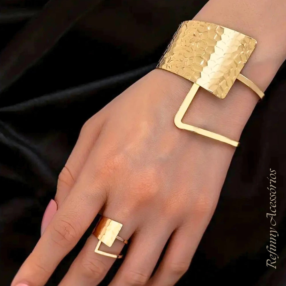 Bracelete e Anel Conjunto Lancy