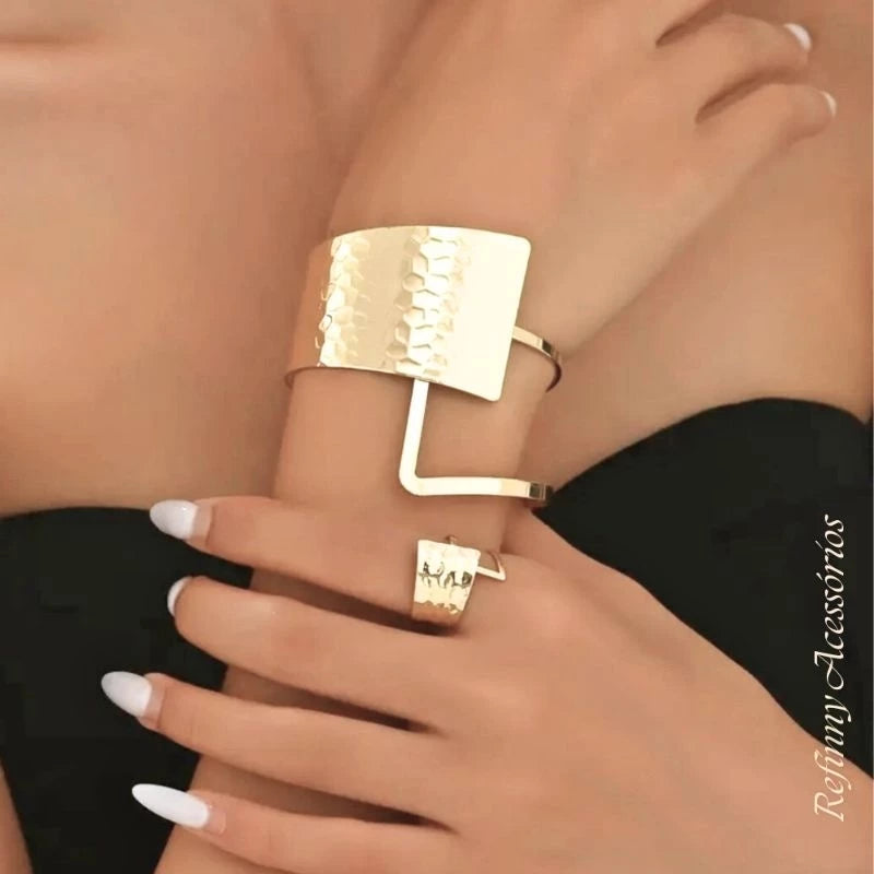 Bracelete e Anel Conjunto Lancy