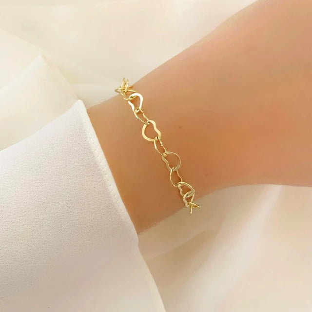 Pulseira Elo de Coração Folheado