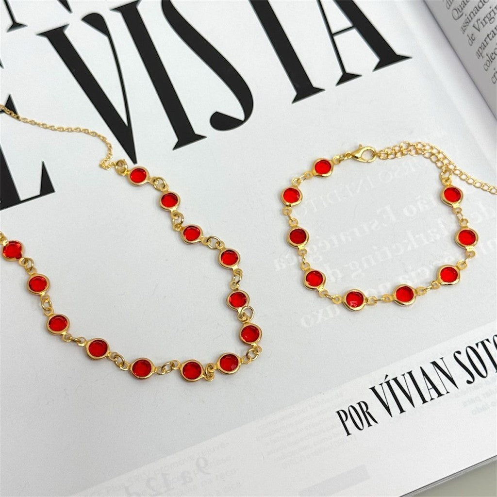 Colar e Pulseira Zircônia Rubi Vermelha