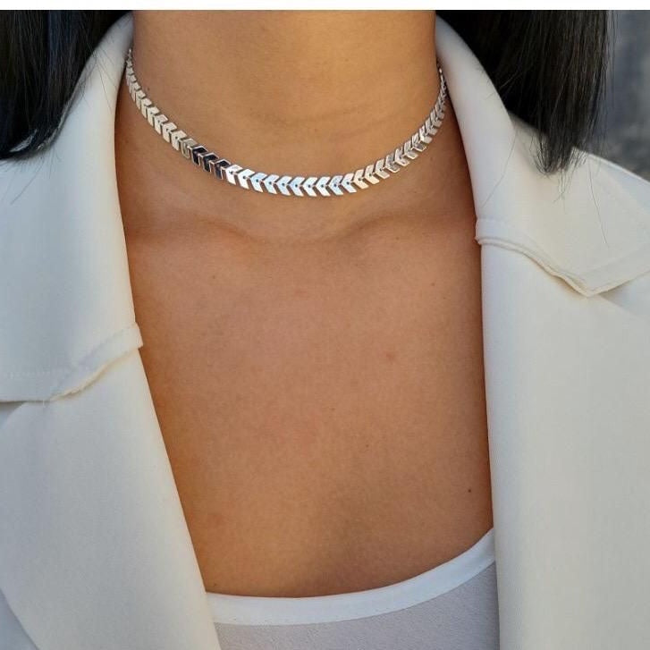 Colar Choker Escama De Peixe