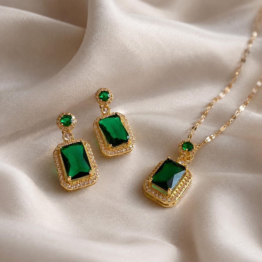 Conjunto Strass Esmeralda