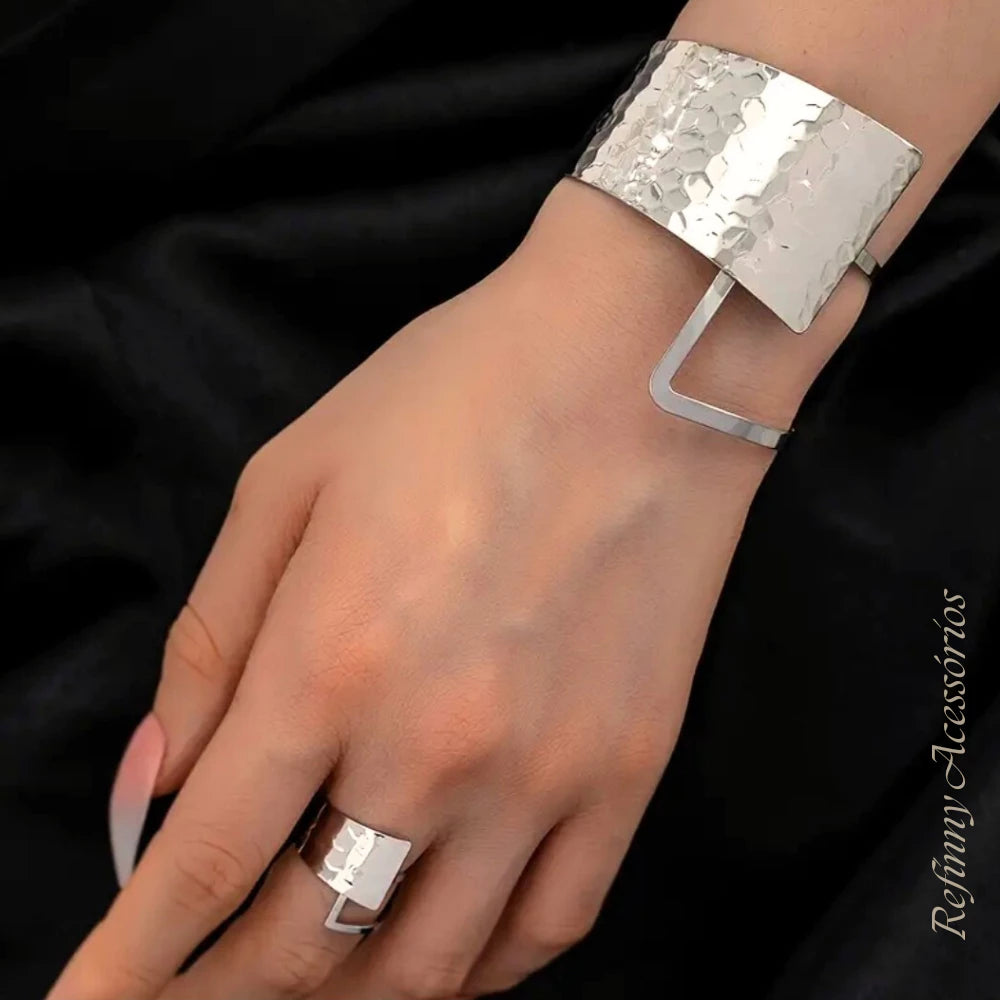 Bracelete e Anel Conjunto Lancy