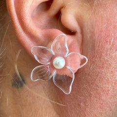Brincos Transparente Floral
