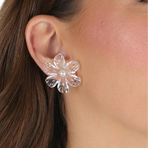 Brincos Transparente Floral