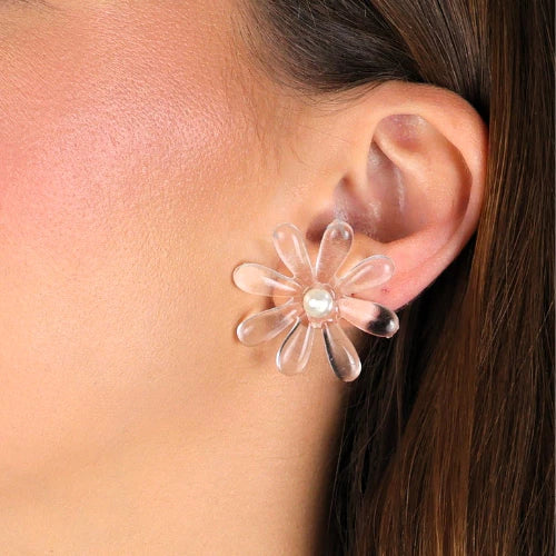 Brincos Transparente Floral