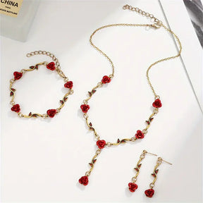 Conjunto 3 Peças de Rosa Vermelha.