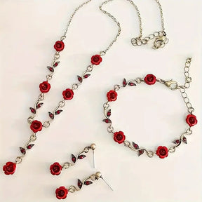 Conjunto 3 Peças de Rosa Vermelha.