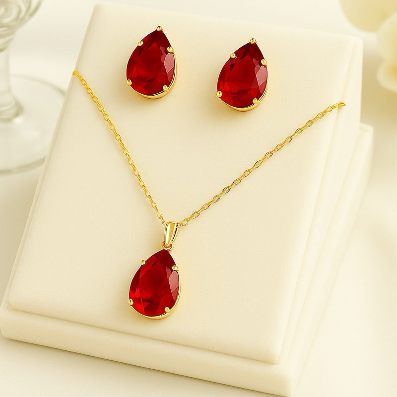 Colar e Brinco Gotas no Oceano