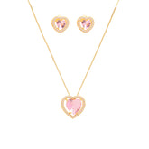 Conjunto Coração Pedra Rosa