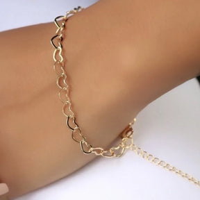 Pulseira Elo de Coração Folheado
