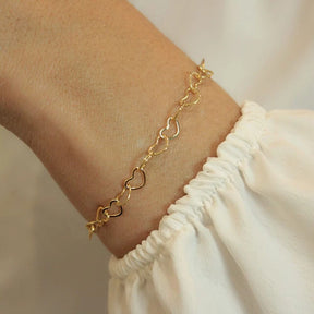 Pulseira Elo de Coração Folheado